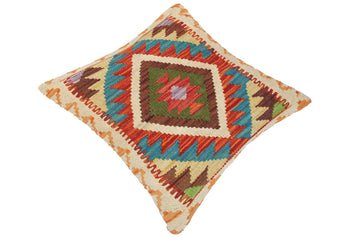 handmade Traditional Pillow Rust Teal Hand-Woven SQUARE 100% WOOL kilim throw pillow